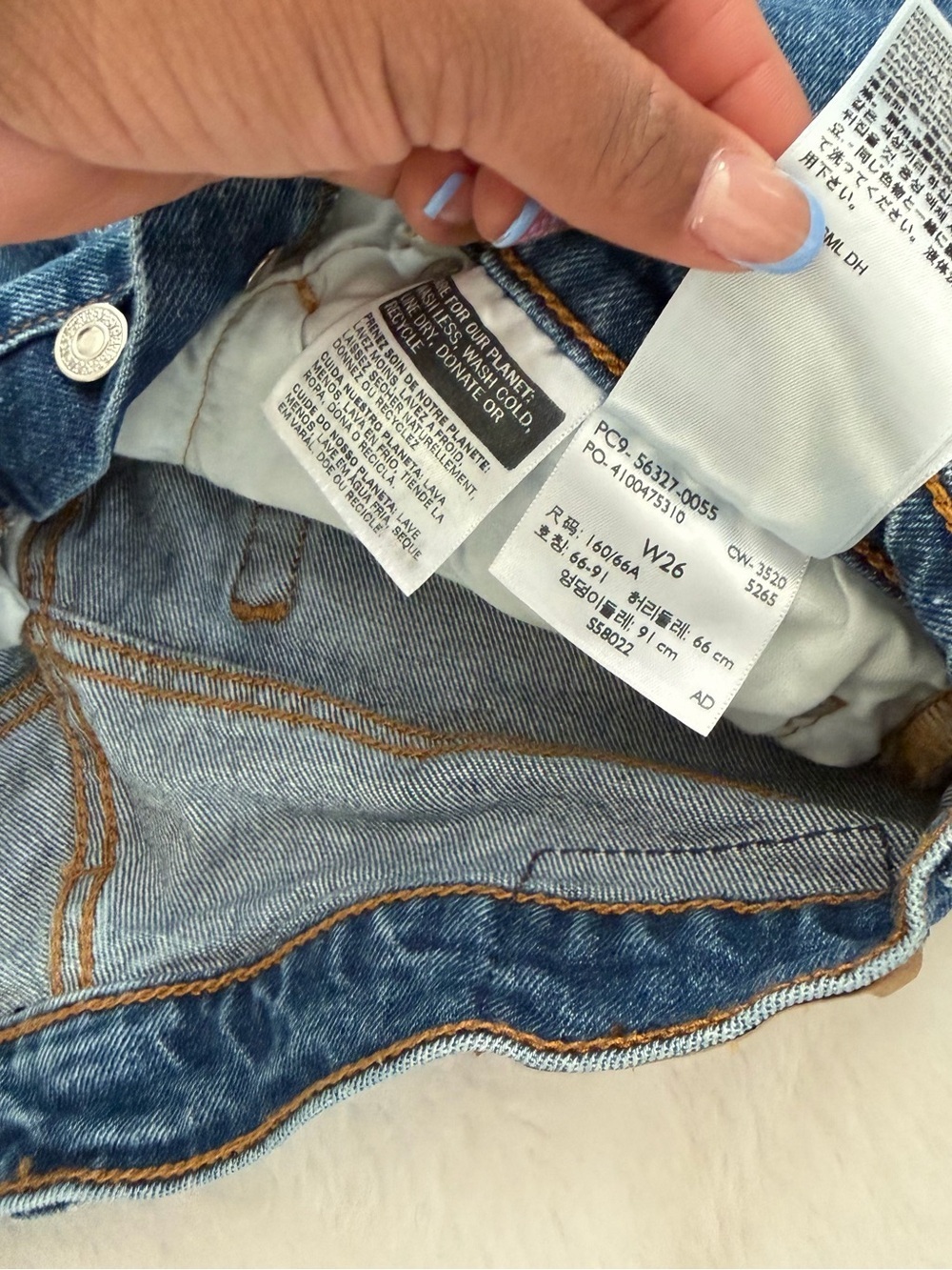 Levi's Dark Blue Frayed Hem Denim Shorts - Picture 6 of 8